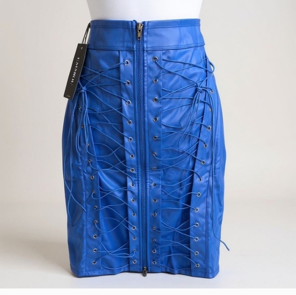 Emmiol Blue Pleather High Waist Corset Pencil Skirt Medium NWT - Picture 3 of 3